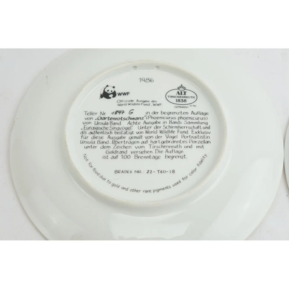 Alt Tirschenreuth WWF Bird Collector Plates 1986 Ursula Band Set of 3 Good